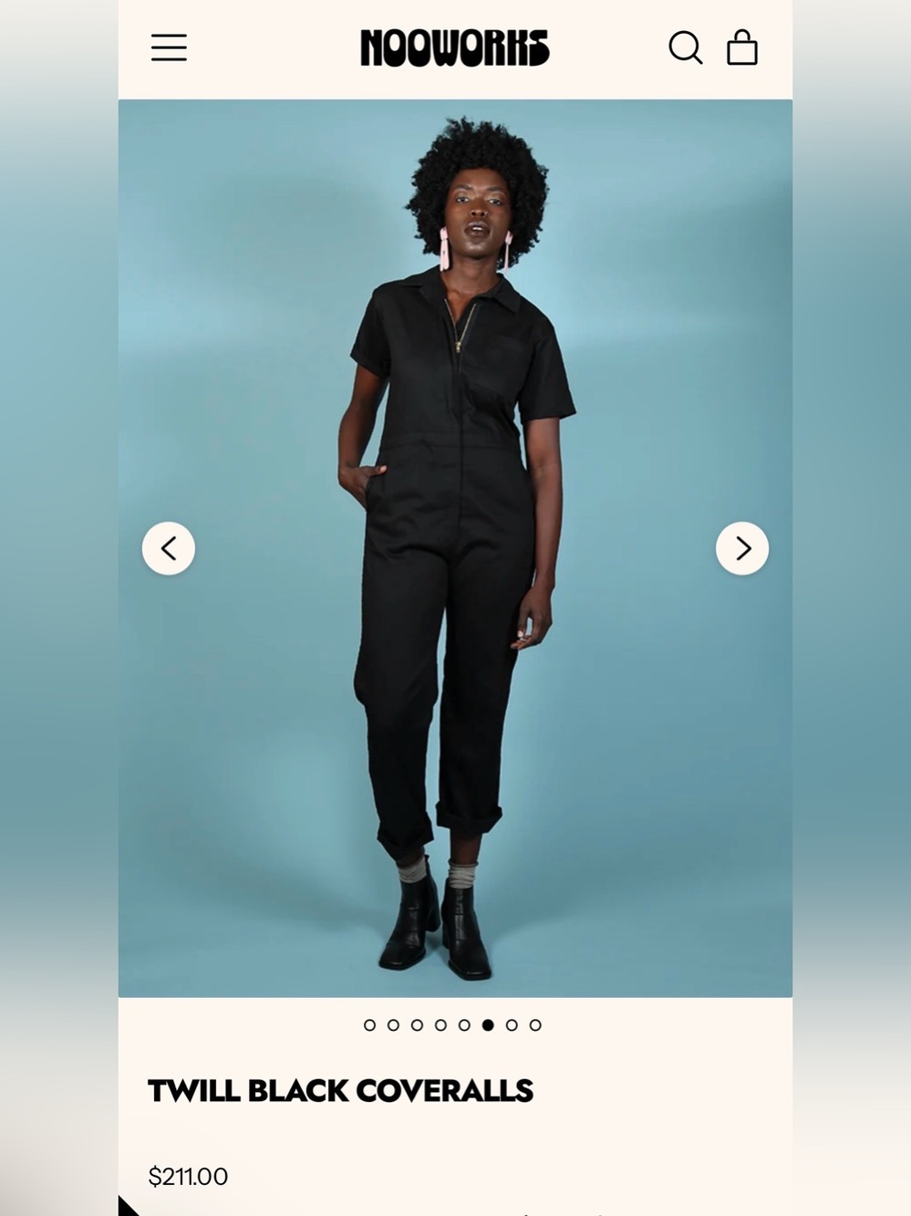Nooworks Black Short-Sleeve Zip Front Jumpsuit